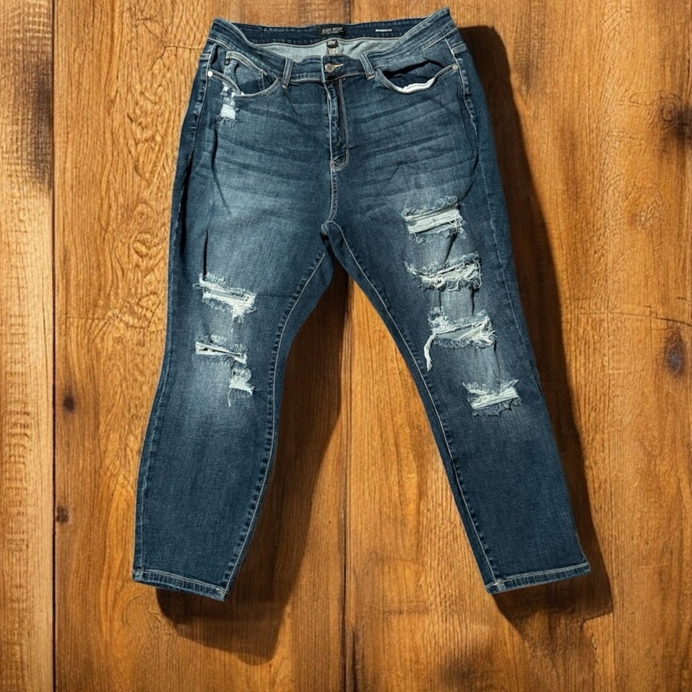 JUDY BLUE Ripped Boyfriend Jeans SIZE 20W - Picture 3 of 4